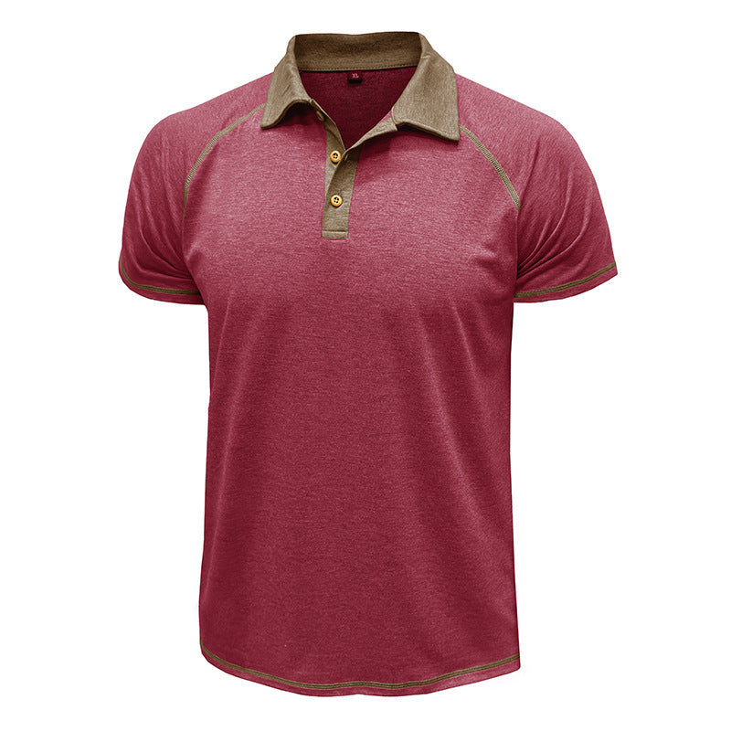 Men's Short-Sleeve Lapel Polo T-Shirt Polyester Fiber