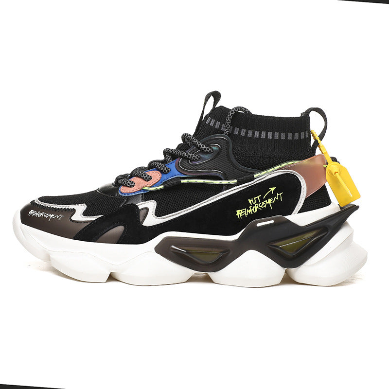 Men's Lightweight Platform Sneakers with Flying Knit & Suede Upper