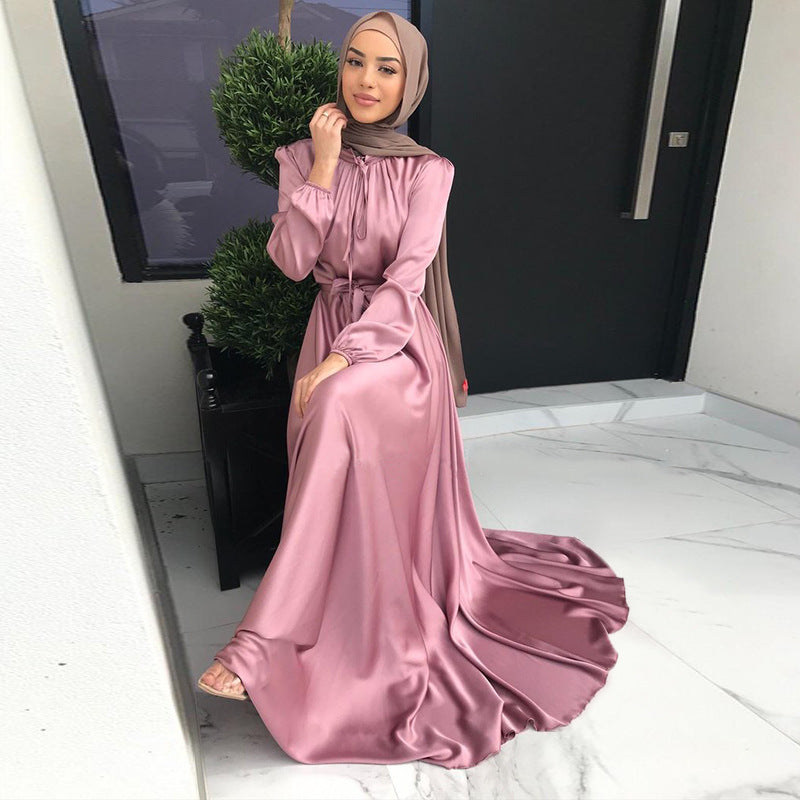 Saudi Middle East Muslim Cross-Border Long High-Waist Dress