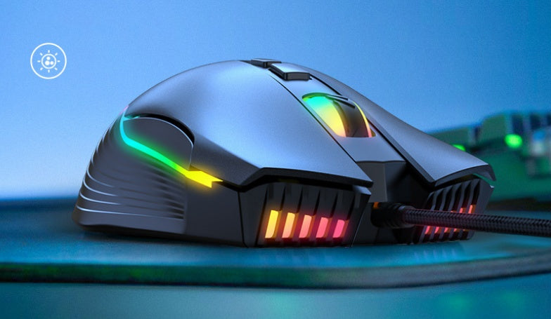 ماوس ألعاب سلكي USB ضوئي بإضاءة RGB قابل للتعديل 7 سرعات DPI