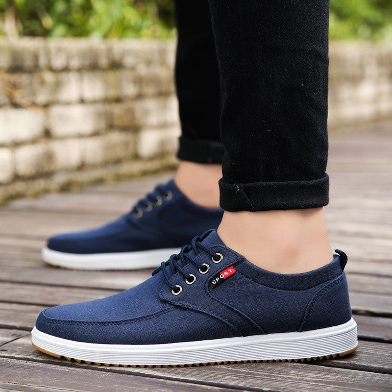 Chaussures plates décontractées en toile respirante à lacets pour hommes
