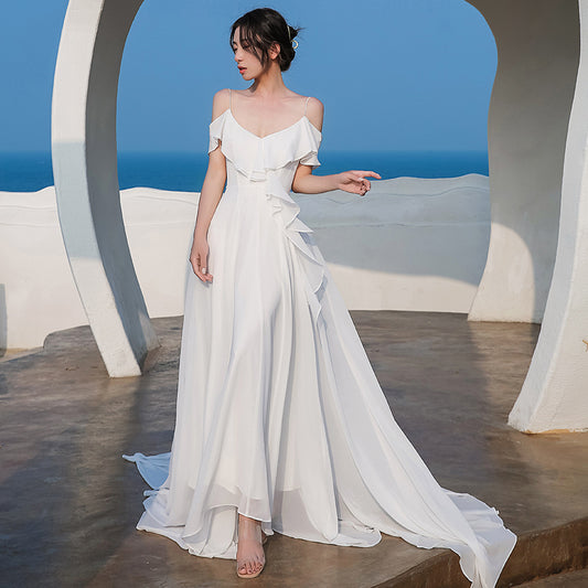 White Chiffon Dress For Elegant Women