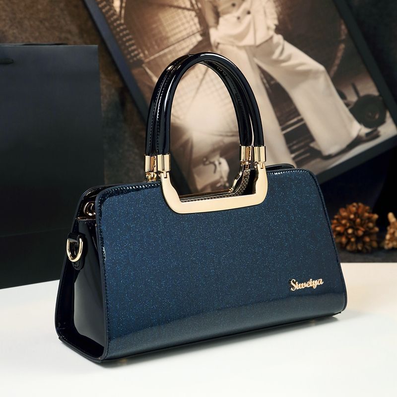 Cowhide Patent Leather Women's Crossbody Handbag