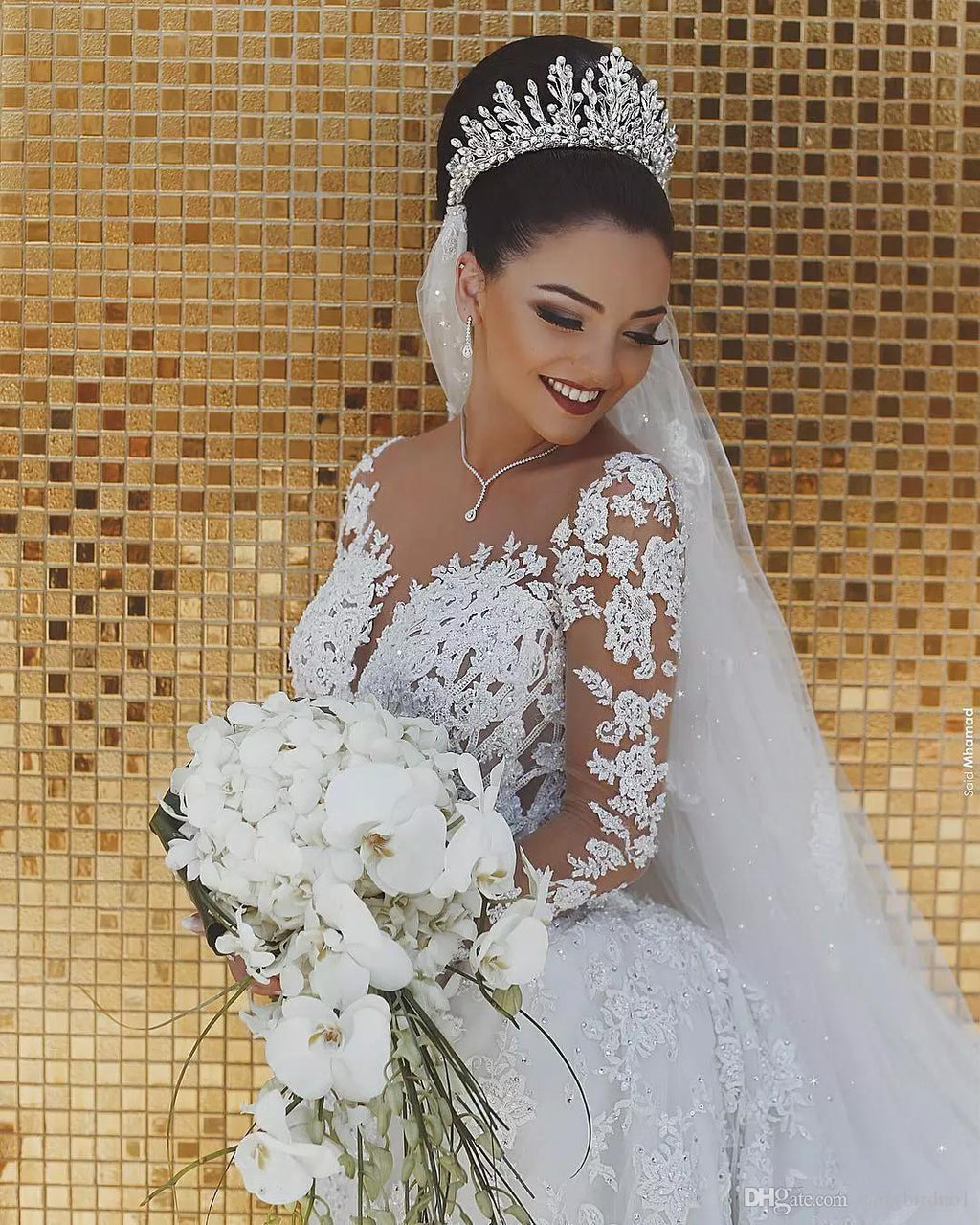 Luxury Mermaid Satin Lace Wedding Dress