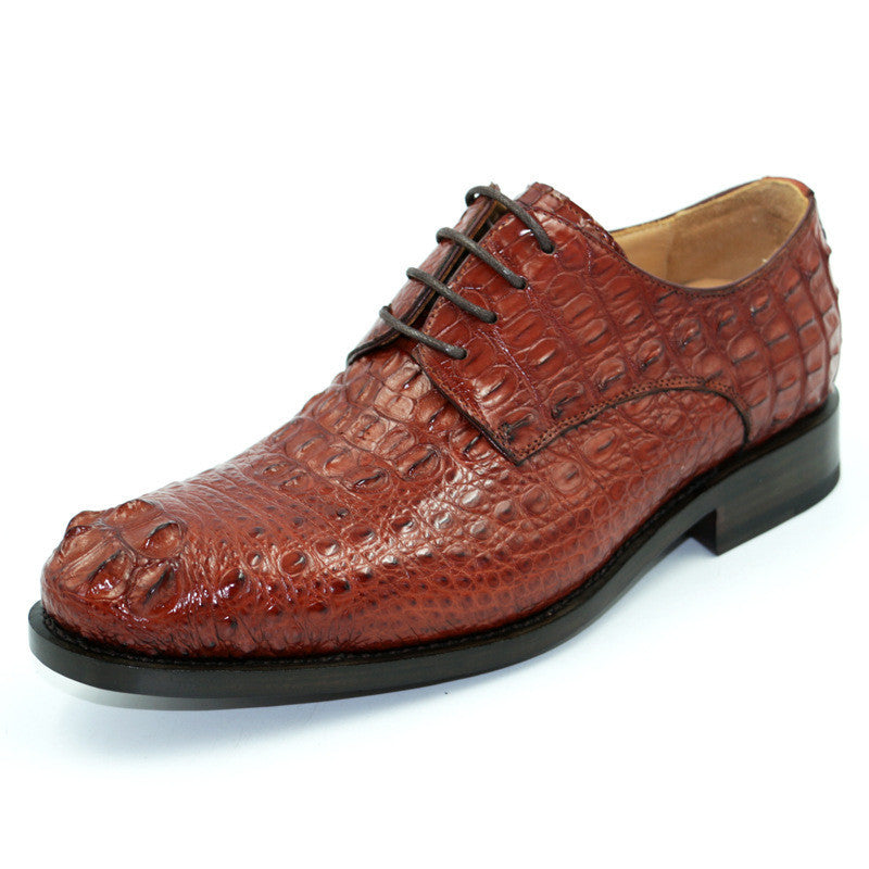 Chaussures homme faites main en cuir de crocodile à petit talon
