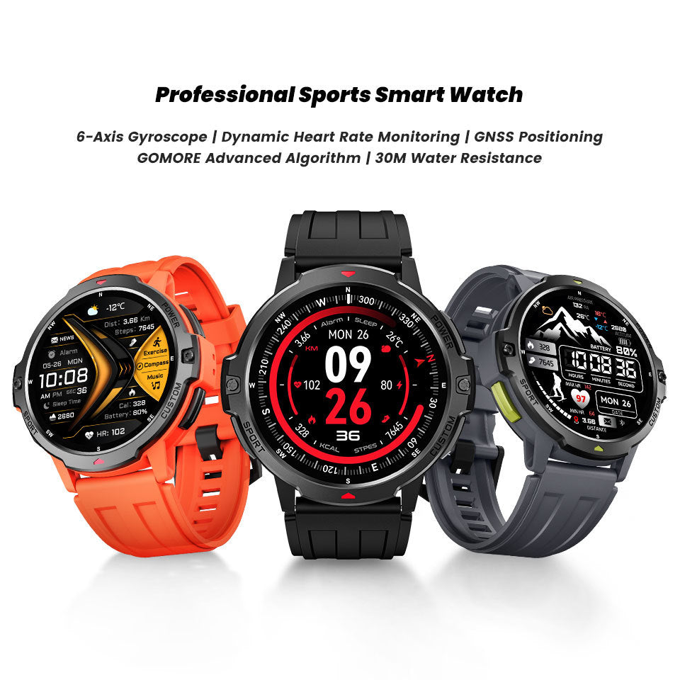 Waterproof 3ATM GPS Smartwatch with Heart Rate & Sleep Monitor