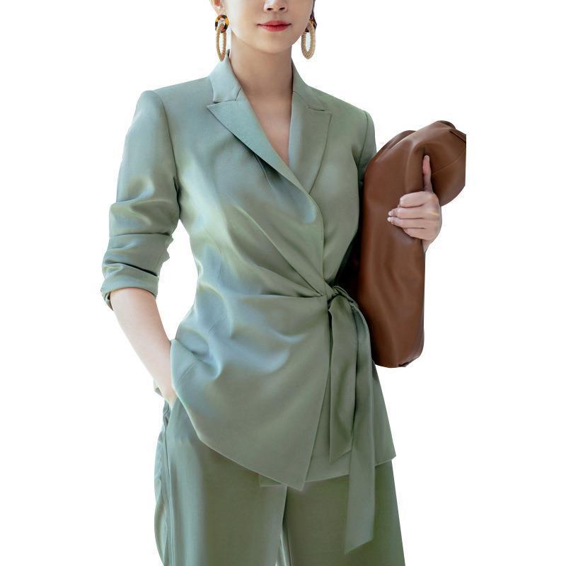 Silk Acetate Summer Suit Jacket in Black, White & Green