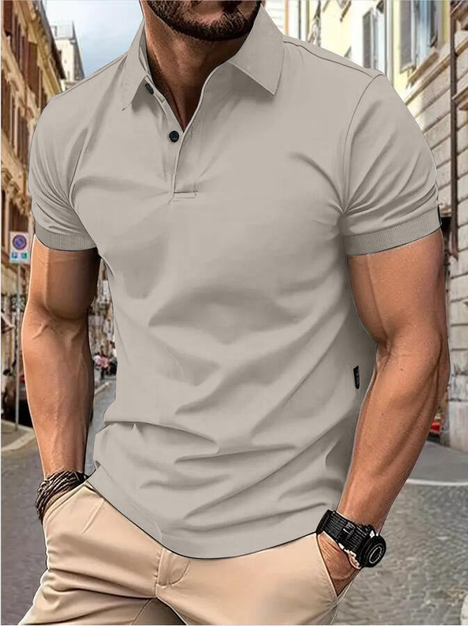Men's Summer Solid Color Slim Fit Short Sleeve Tops