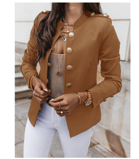 Blazer ajusté à manches longues et à boutonnage simple