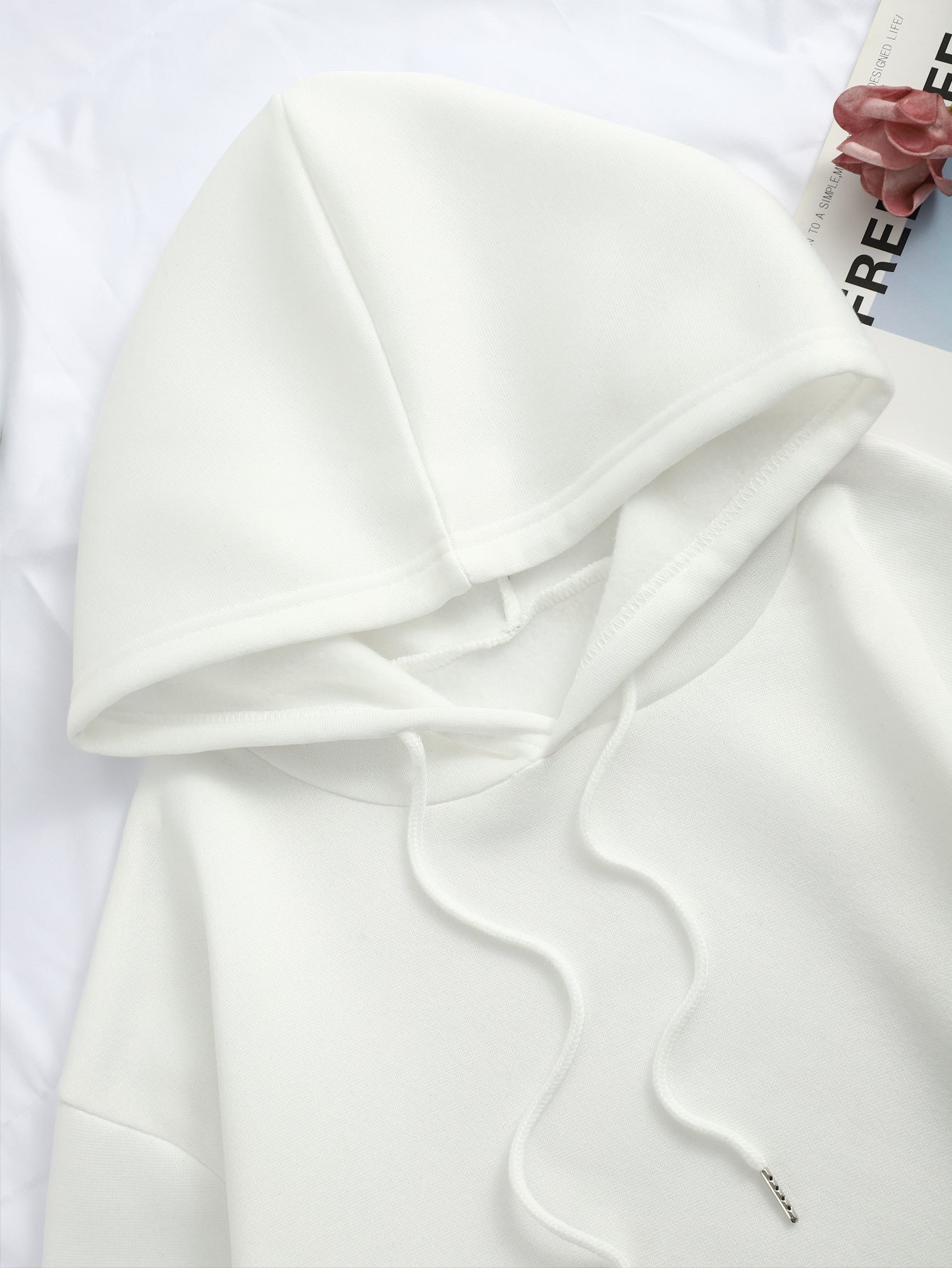 White Oversized Back Text Hoodie for Women