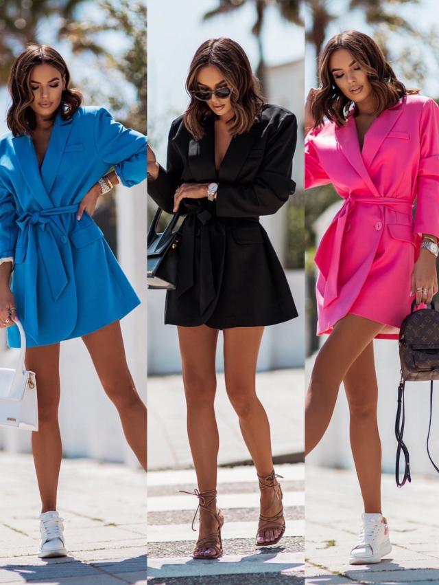 Women's Long Sleeve Lace-Up Blazer Collar Coat