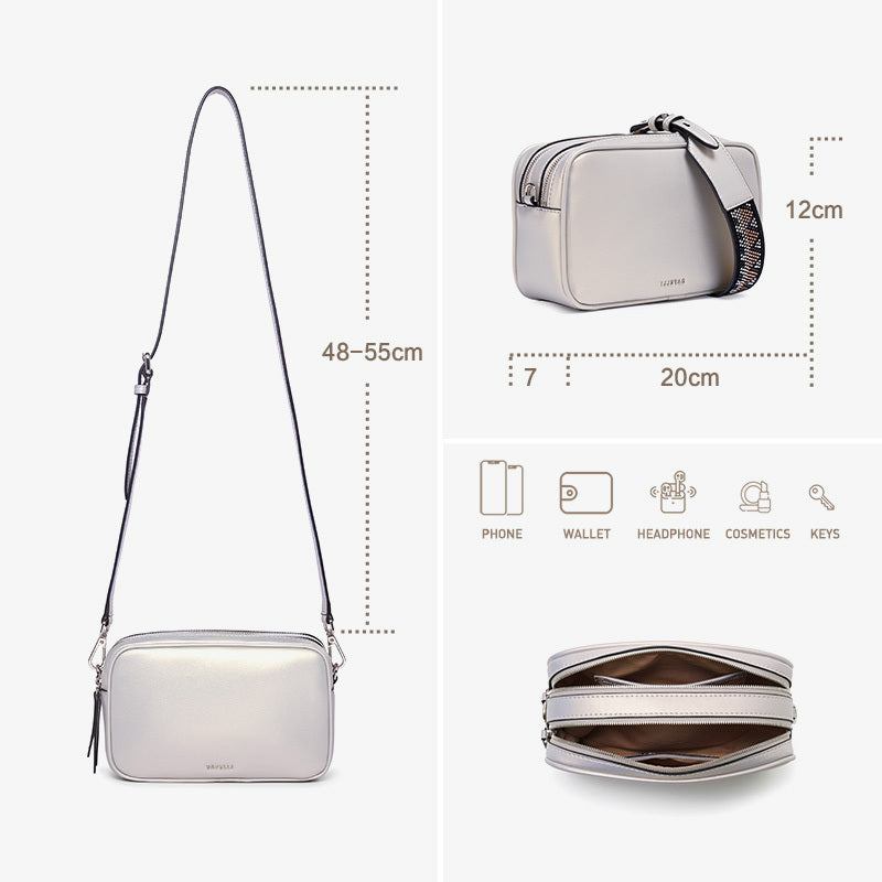 Fashion One-Shoulder Cow Leather Camera Bag for Women