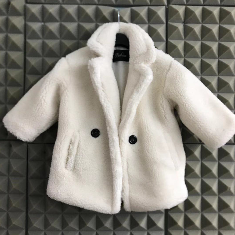 Big Kids Cashmere Fur Coat for Autumn and Winter