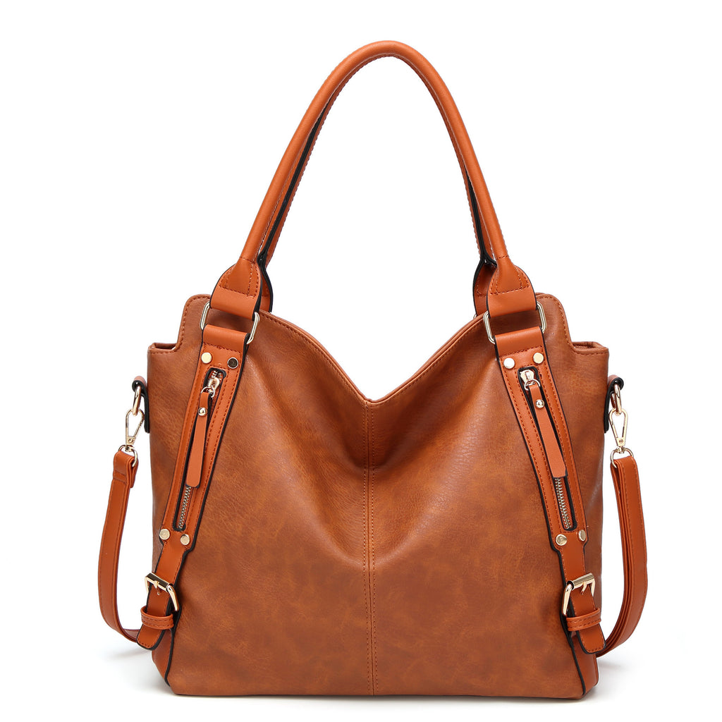 Sac fourre-tout vintage en cuir PU pour femme 33x13x30cm