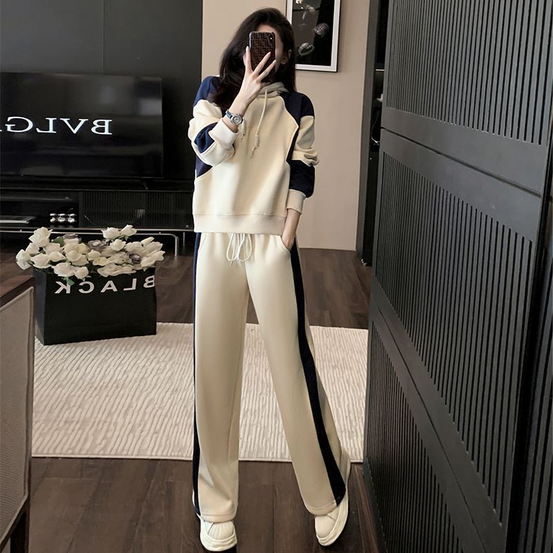 Fleece-Lined Thick Long Sleeve Casual Suit for Women Autumn Winter