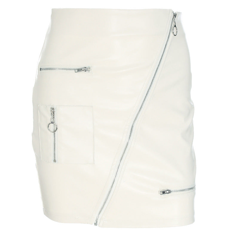 Half-Length A-Line Leather Skirt