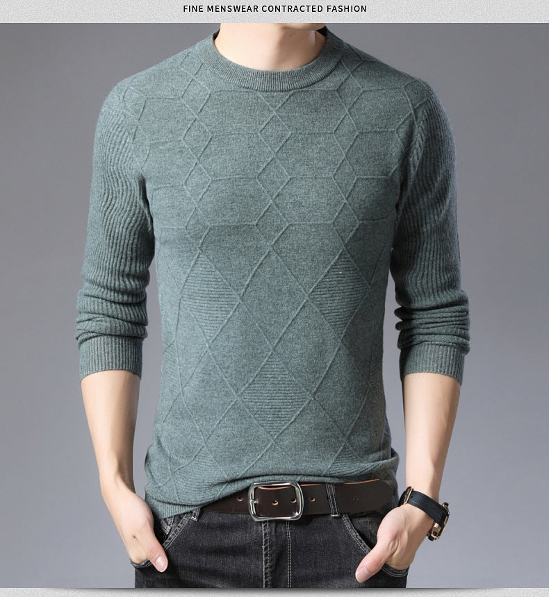 Wool Slim Fit Solid Round Neck Sweater