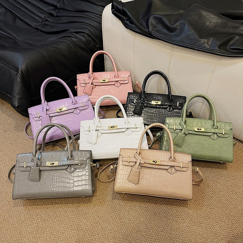 Crocodile Pattern Kelly Hard PU Handbag for Women