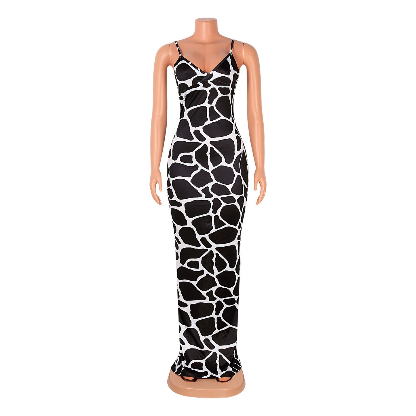 V-neck Strap Women's Printed Dress