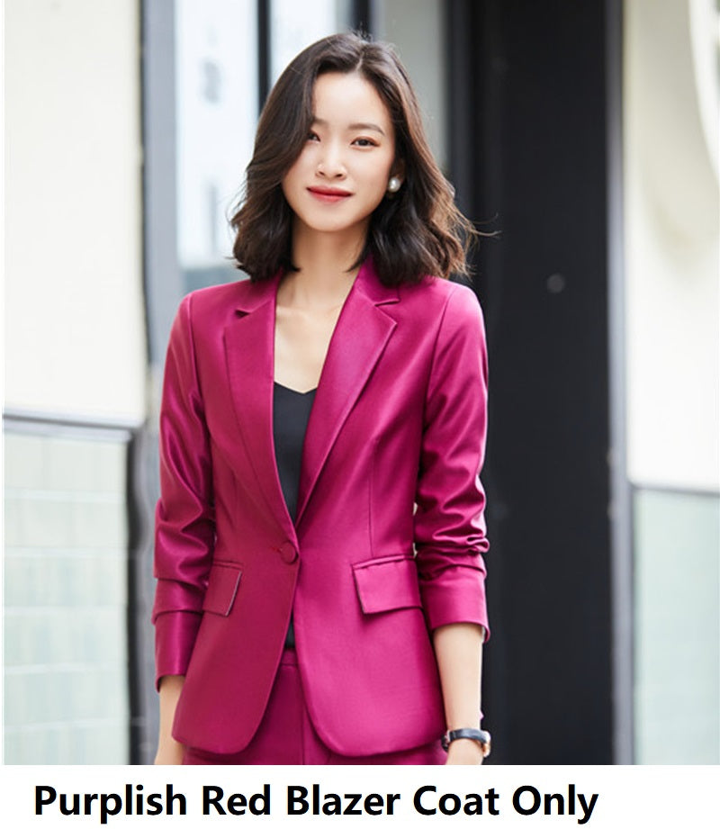 Professional Women's Fashion Suit Set with Long Sleeve Jacket and Pants