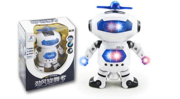 Jouet robot danseur spatial avec musique, voix et flash – Plastique 25,5x20x9,5CM