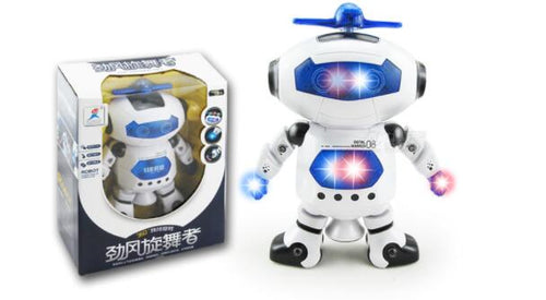 Jouet robot danseur spatial avec musique, voix et flash – Plastique 25,5x20x9,5CM