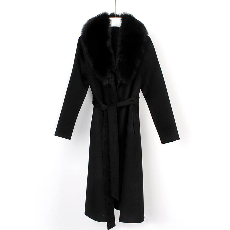 Wool Double-Faced Overcoat with Belt Slim Fit Autumn Winter