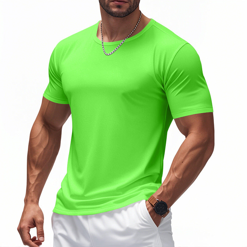 T-shirt de sport à manches courtes et col rond, séchage rapide, pour le marathon