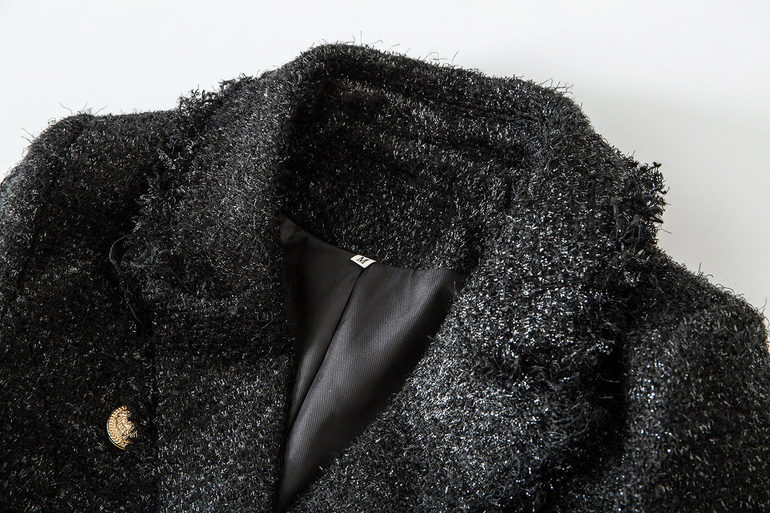 Veste blazer noire vintage double boutonnage coupe ajustée pour femme