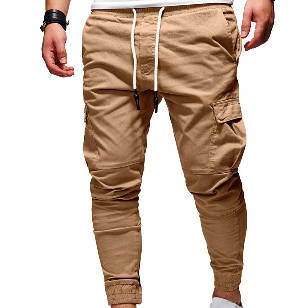 Pantalon de survêtement jogger en coton pour homme avec ceinture, coupe ample, pour le fitness