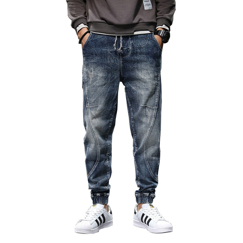 Jean slim décontracté extensible en velours grande taille pour homme