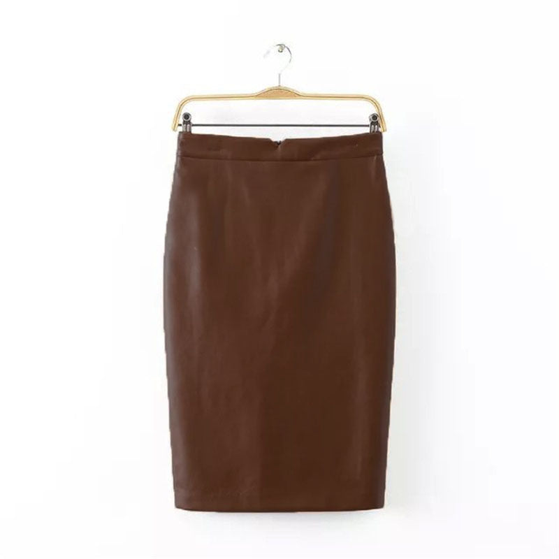 High Waist Faux Leather Skirt