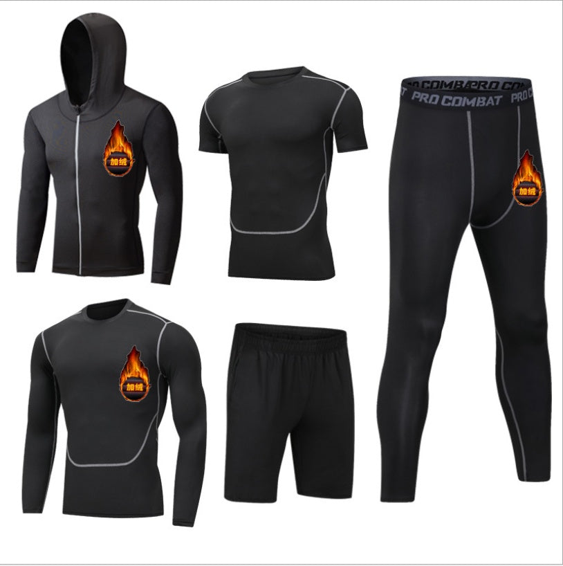 Ensemble Sport Homme Séchage Rapide à Capuche Manches Longues Pantalon Neuf Points Fitness Course à Pied