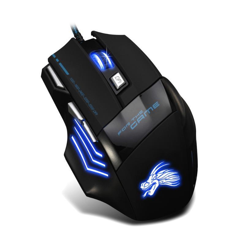 Souris de jeu filaire professionnelle 5500 DPI 7 boutons USB noire