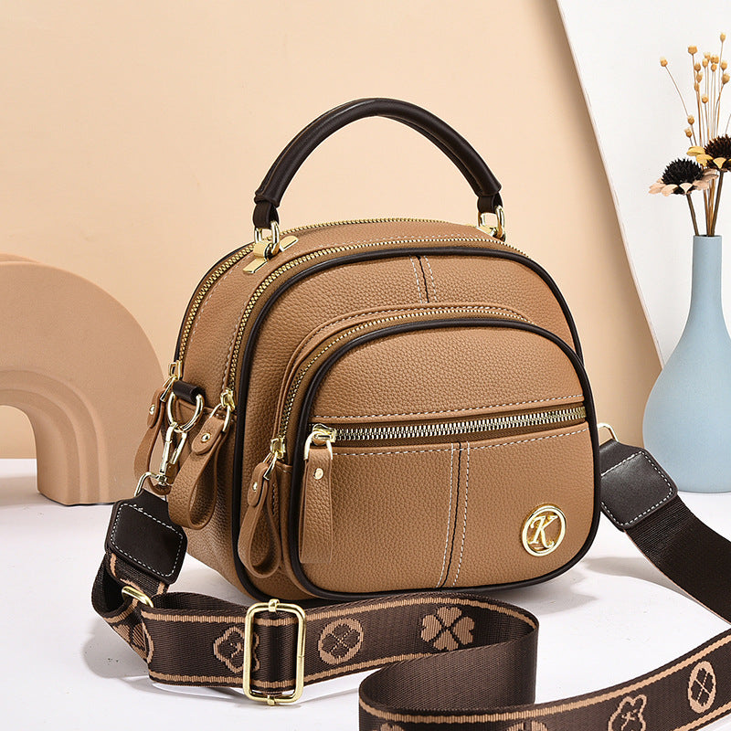 Sac bandoulière carré polyvalent pour femme avec plusieurs fermetures éclair et une bandoulière