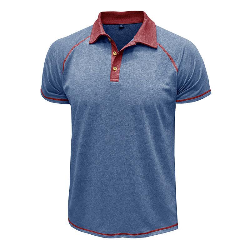 Men's Short-Sleeve Lapel Polo T-Shirt Polyester Fiber