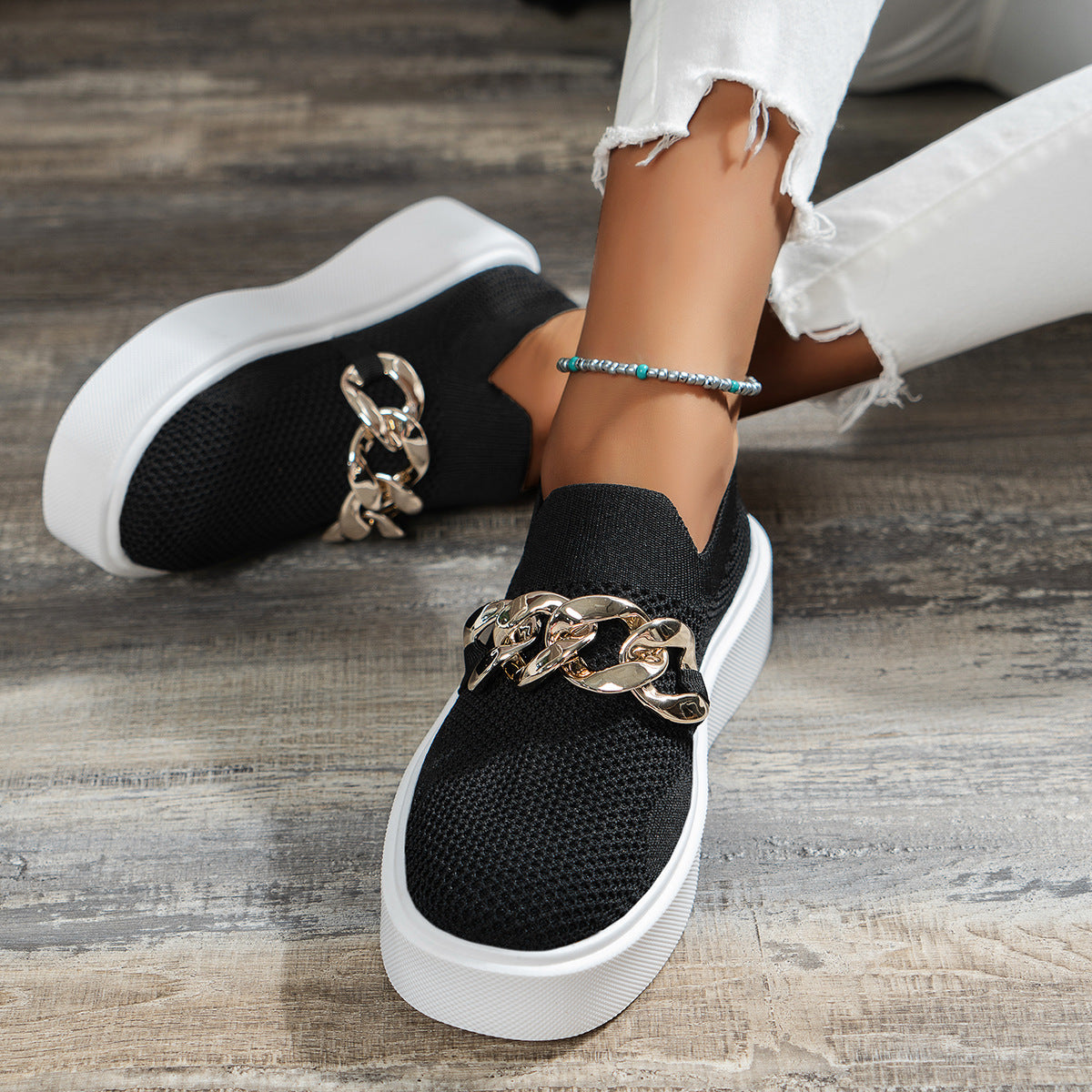 Chaussures plates en maille respirante pour femmes