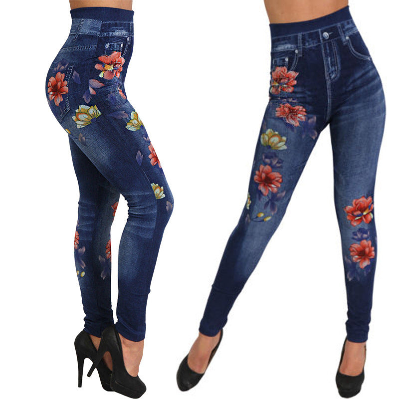Seamless Cotton Faux Denim Cutout Leggings in Multiple Colors and Sizes