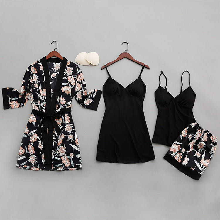 Printed Polyester Imitation Silk Home Suit