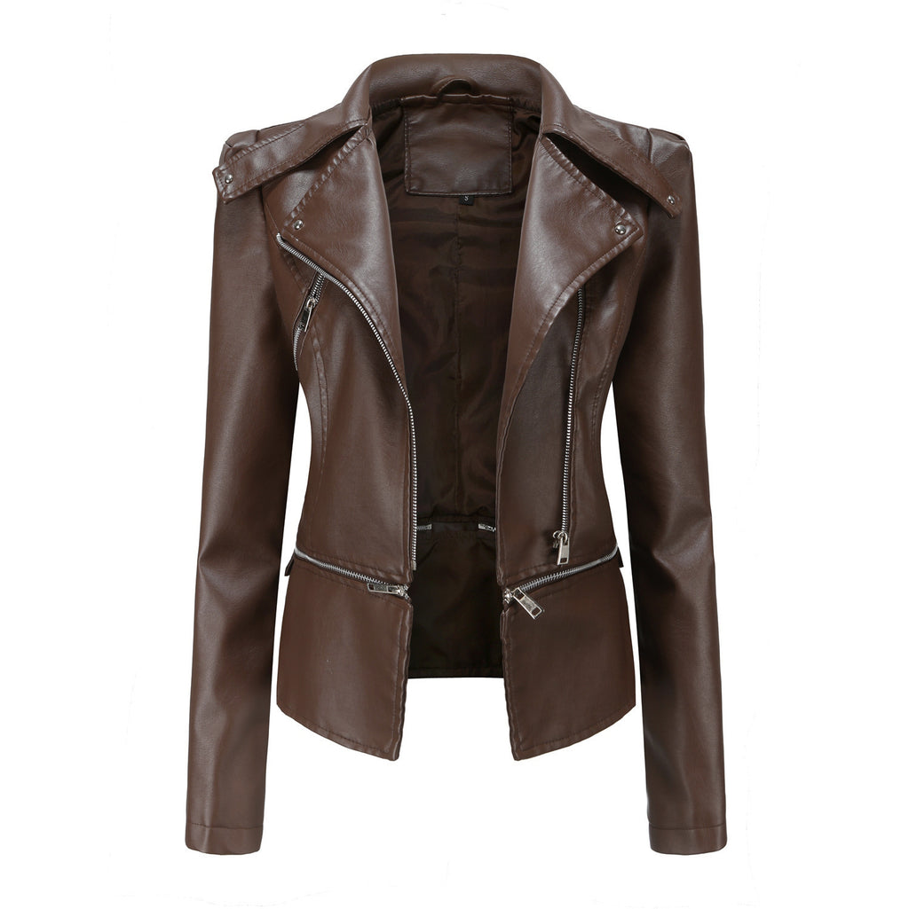 Slim Fit Motorcycle Jacket in Faux Leather, Multiple Colors & Sizes