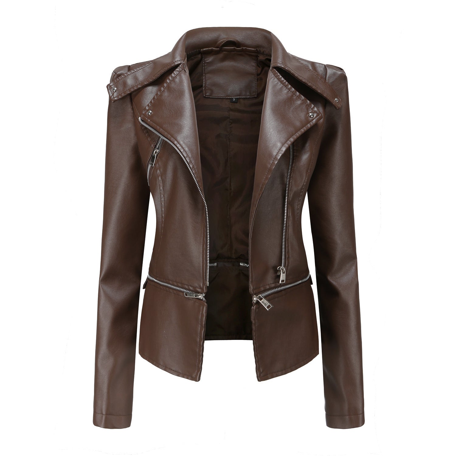 Slim Fit Motorcycle Jacket in Faux Leather, Multiple Colors & Sizes