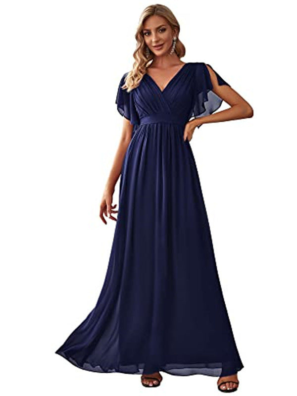 Sexy V-Neck Long Chiffon Dress for Women