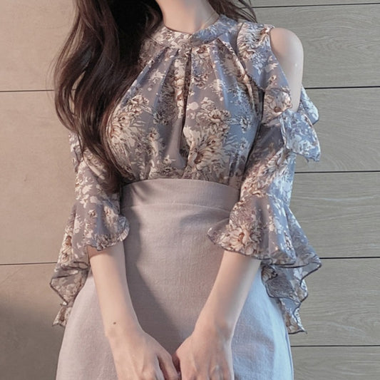 One-shoulder Top Western Style Super Fairy Shirt Women's Design Sense