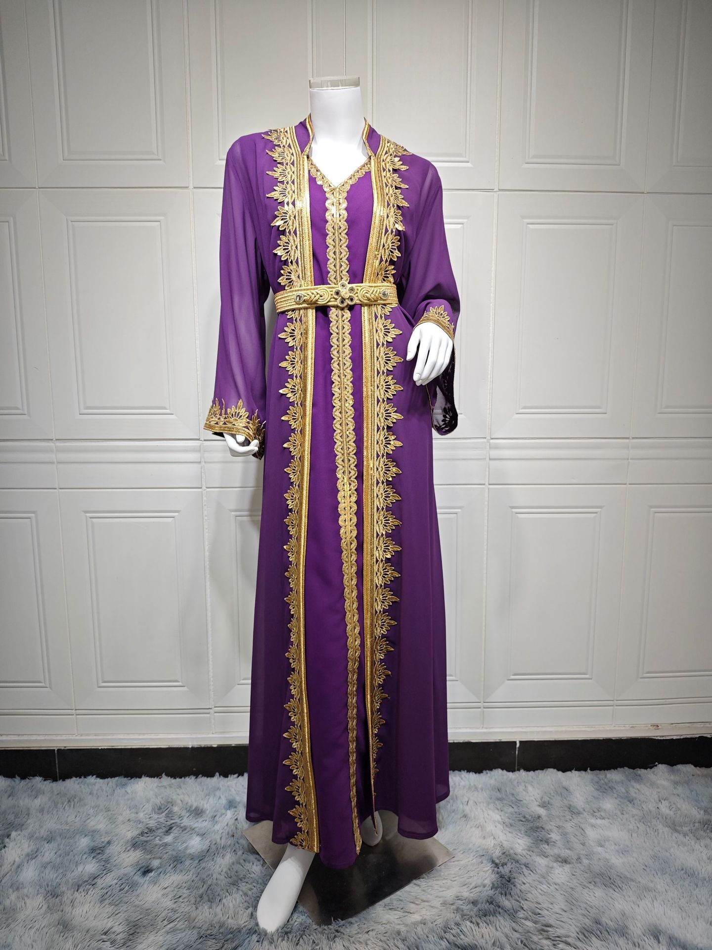 Ensemble deux pièces de robe à ruban pour femme arabe