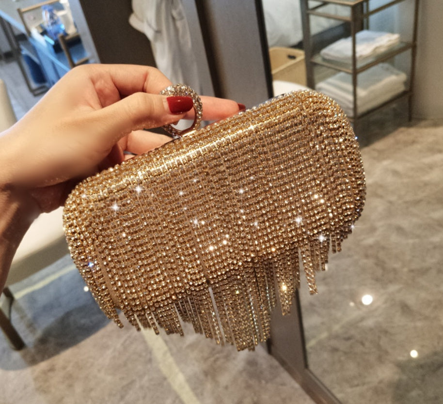 Sac à main à franges pour femme en diamant brillant pour soirée et mariée
