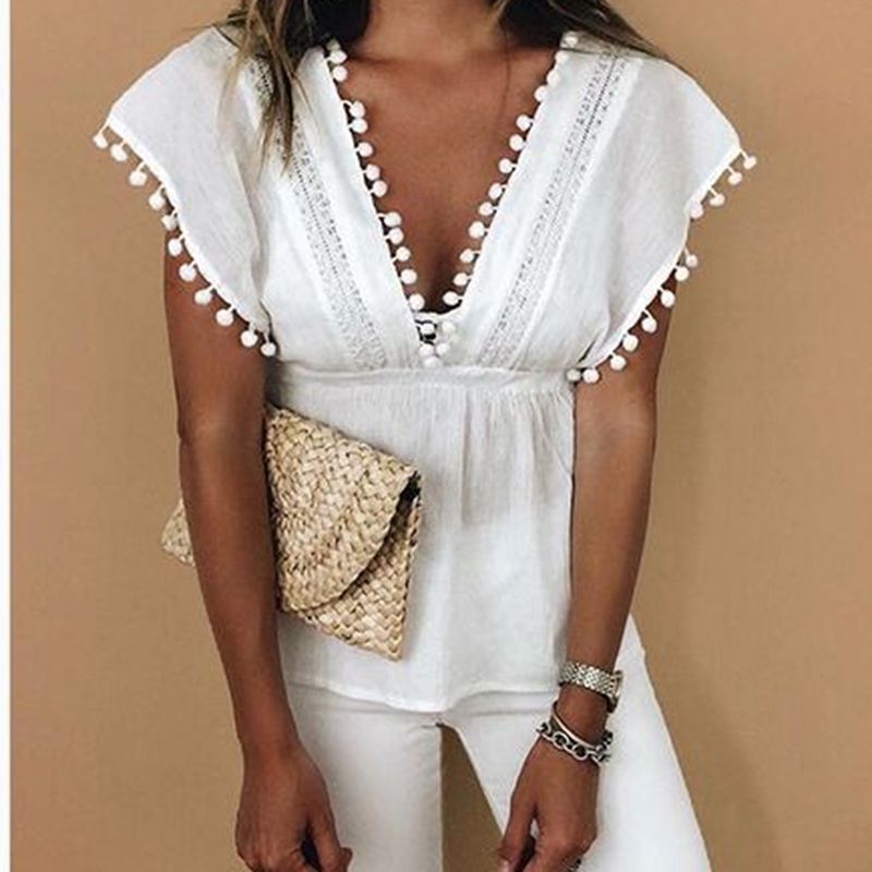 Women's lace embroidered top