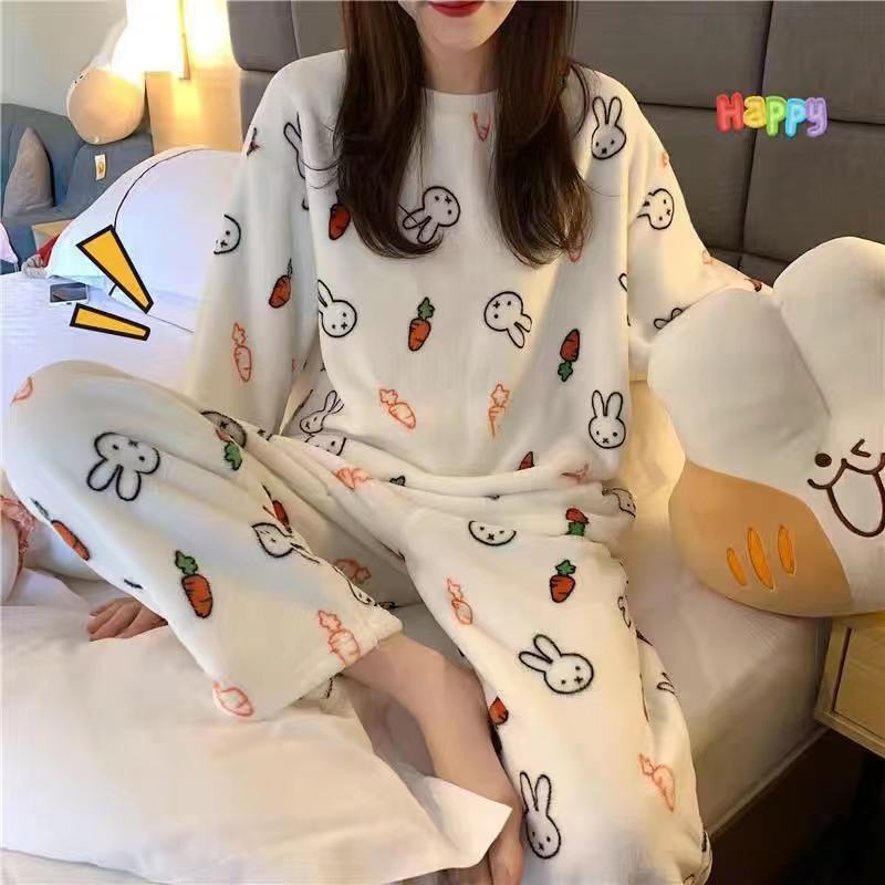 Coral Fleece Thickened Padded Winter Pajamas for Women