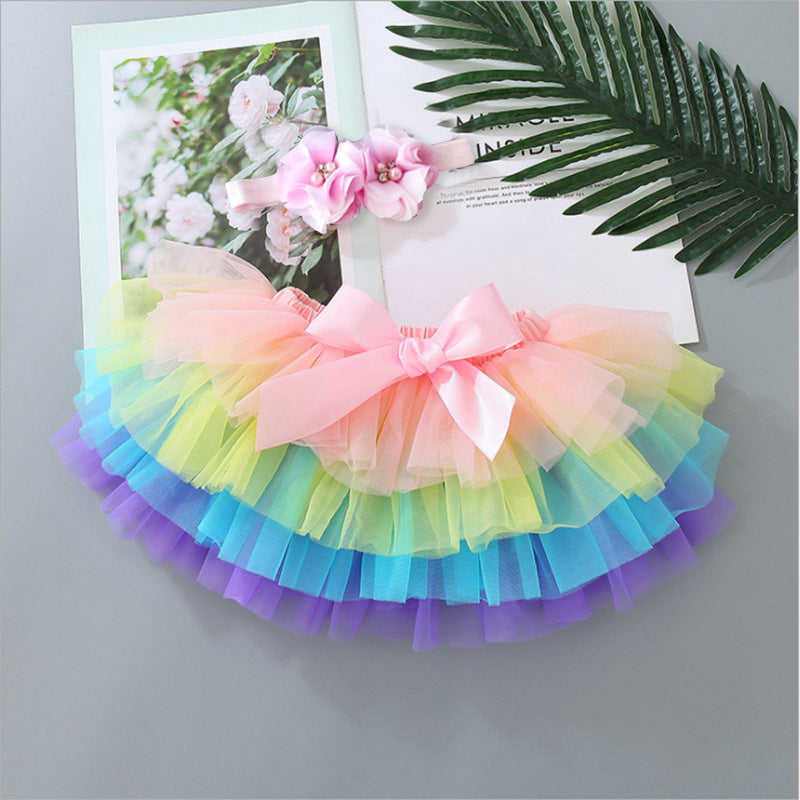 Net yarn half-length skirt children's skirt