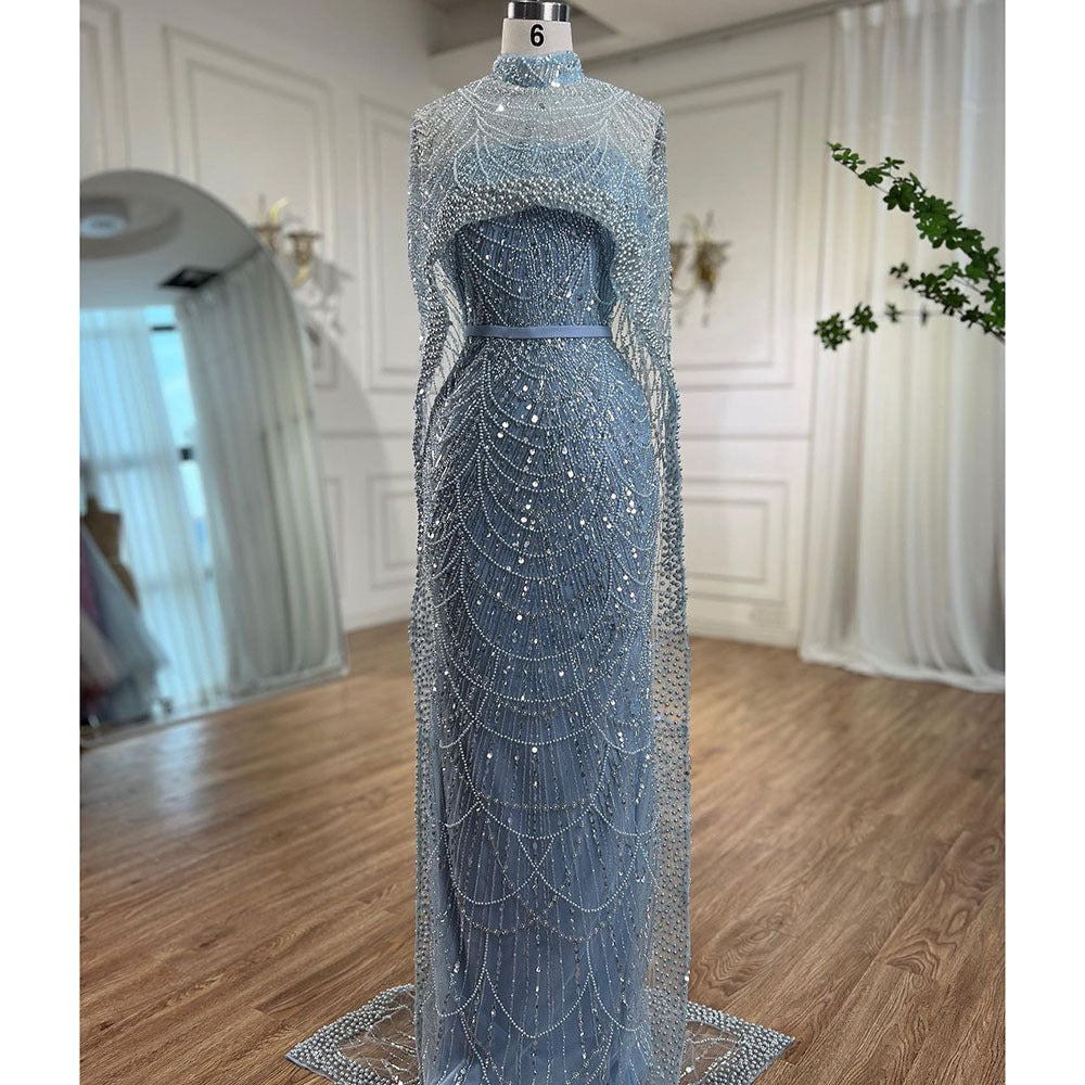 Robe de soirée longue de luxe perlée pour femme