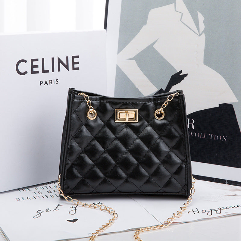 Mini Chain Rhombus Embroidered Small Square Shoulder Bag for Women